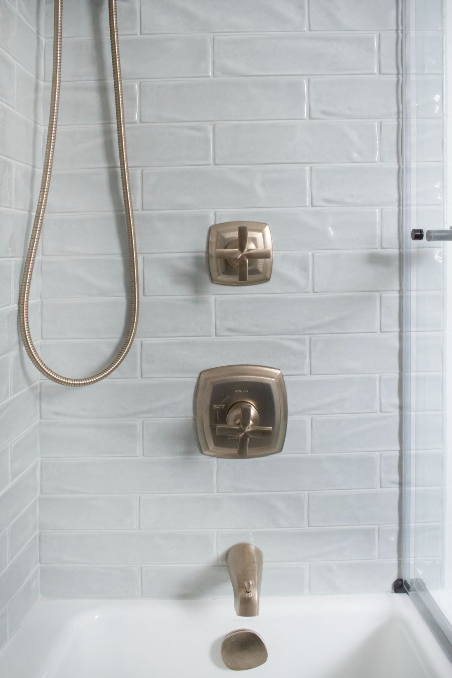 Kohler Margaux tub shower faucet with hand shower Vibrant bronze