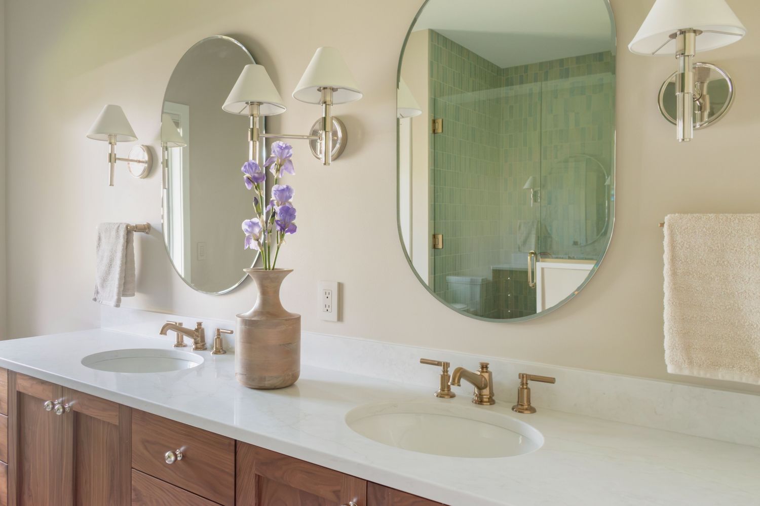 large double vanity in primary bath plato woodworks