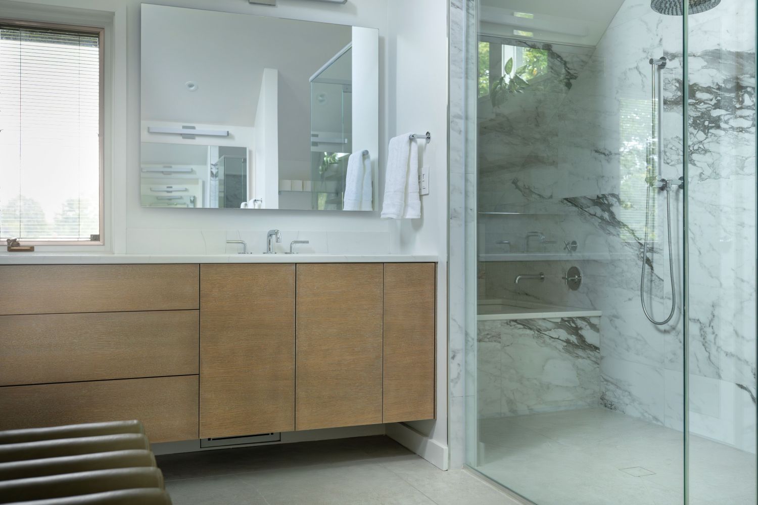 Midcentury Modern Bathroom with Imola tile and Seura mirrors