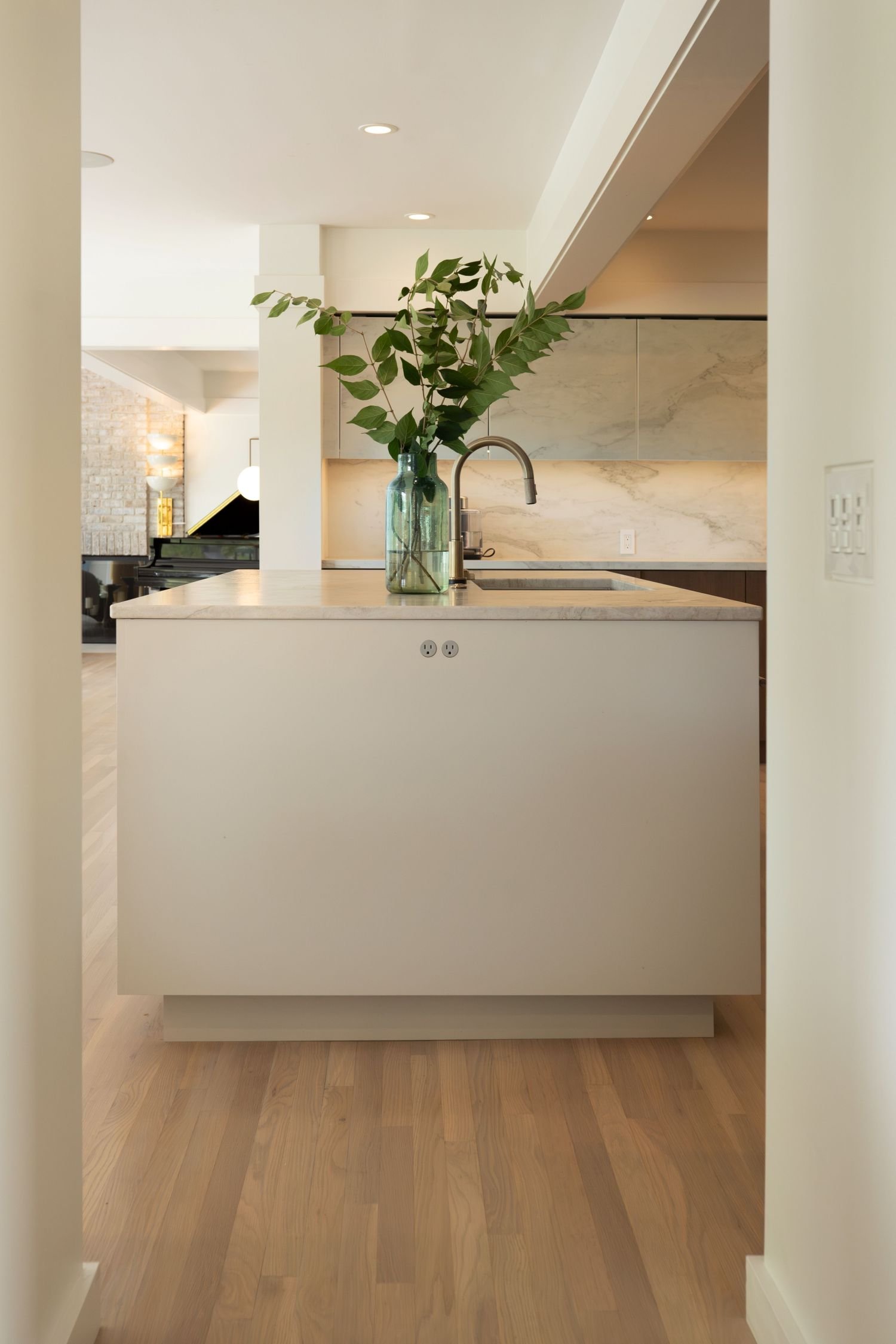 island with system 22 receptacles in model kitchen plato woodworks