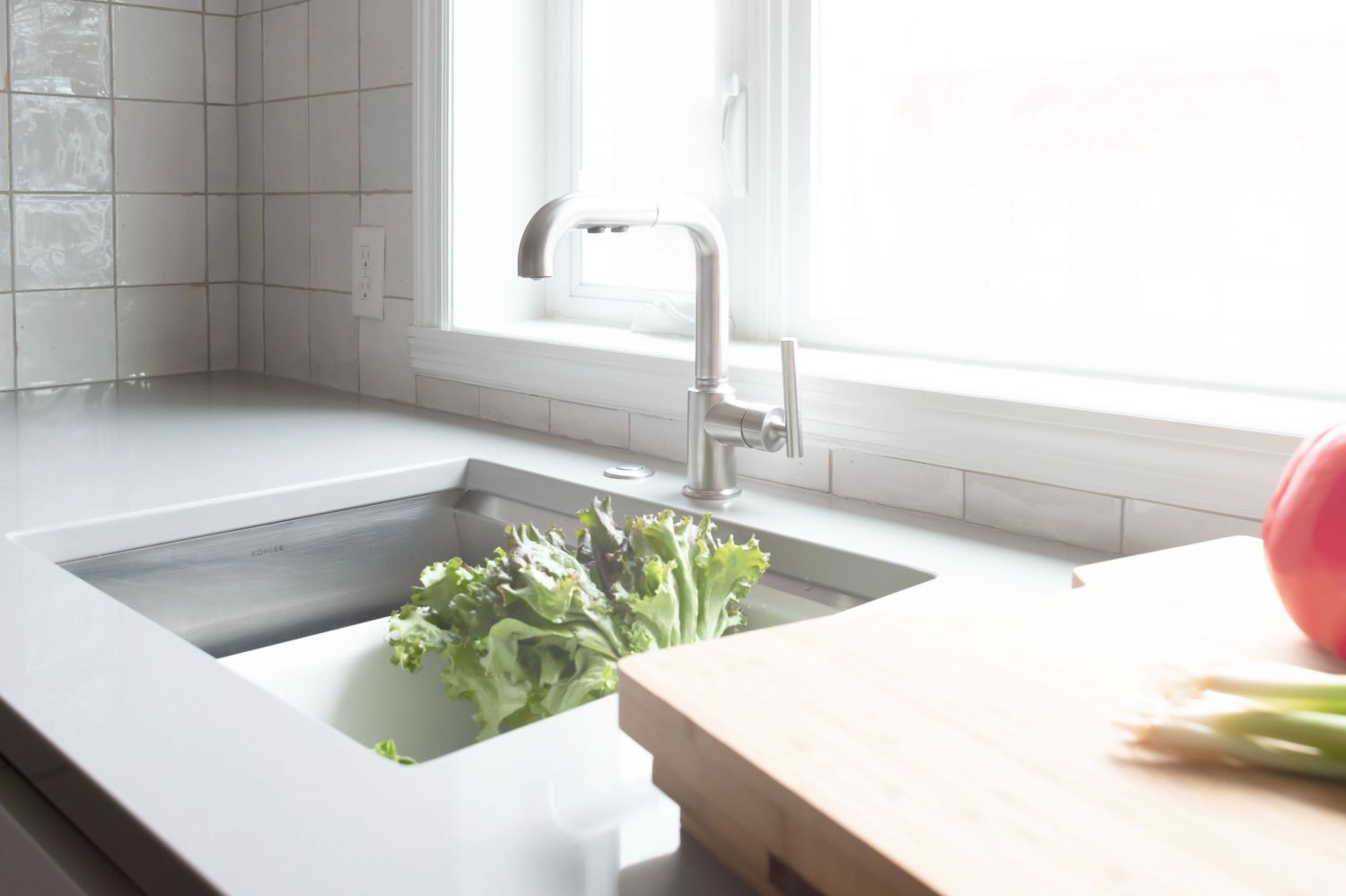 kitchen sink in bright kitchen