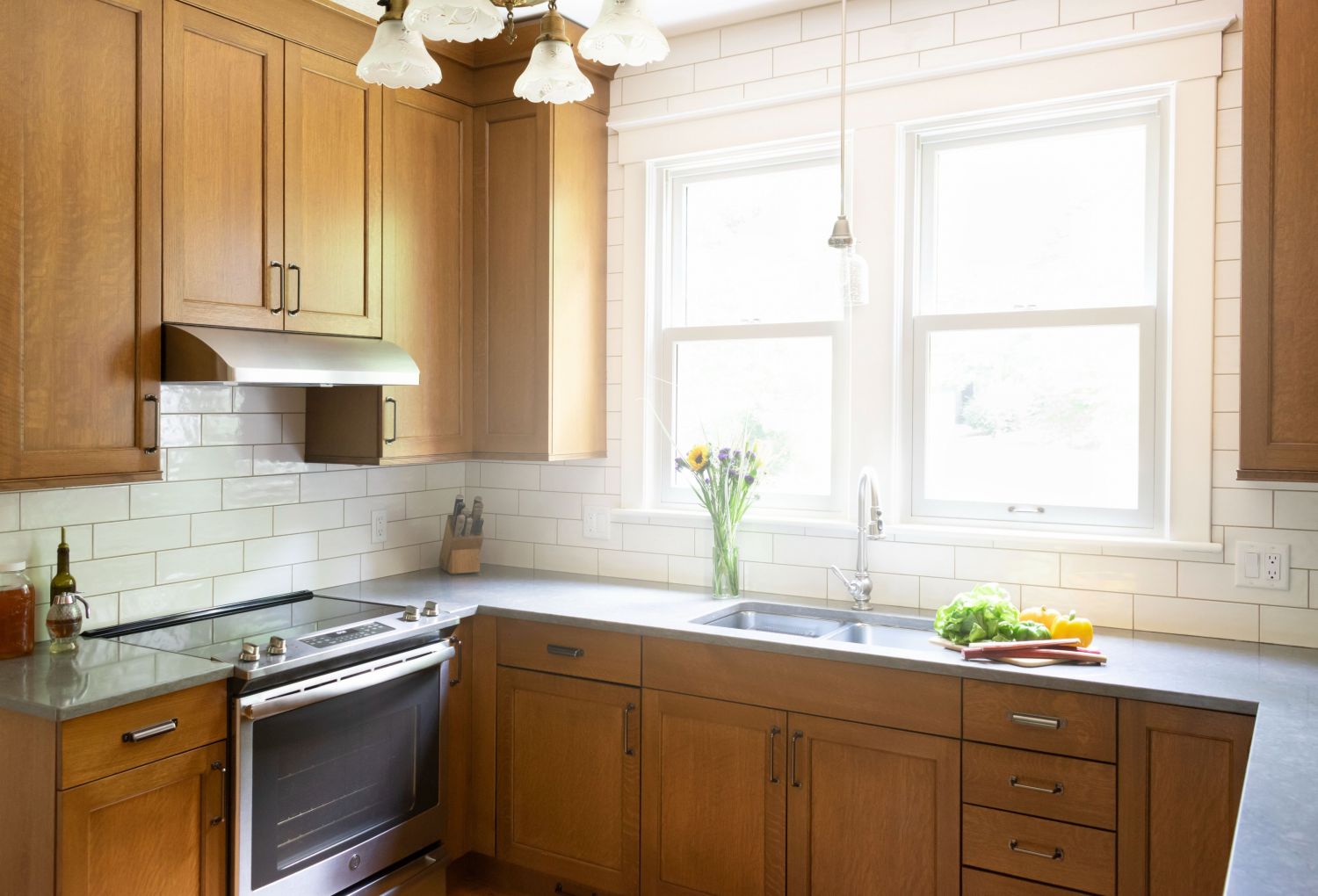 quart sawn white oak kitchen in historic home