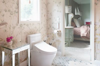 Toto Aquia toilet with bidet seat in primary bath